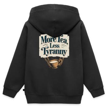 Boston Tea 1773 American Revolution Historic - Kinder Premium Organic Zip Hoodie - Schwarz - Hinten - AI Model Kid Male (0cm)