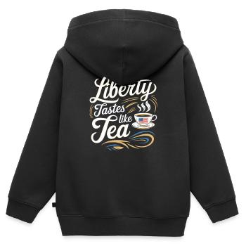 Boston Tea 1773 American Revolution Historic - Kinder Premium Organic Zip Hoodie - Schwarz - Hinten - AI Model Kid Male (0cm)