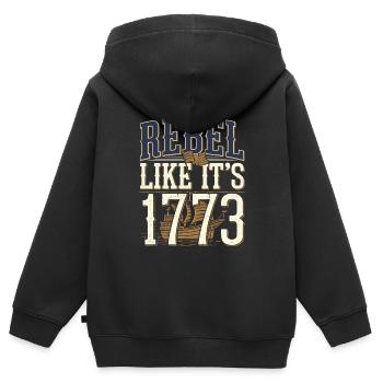 Boston Tea 1773 American Revolution Historic - Kinder Premium Organic Zip Hoodie - Schwarz - Hinten - AI Model Kid Male (0cm)