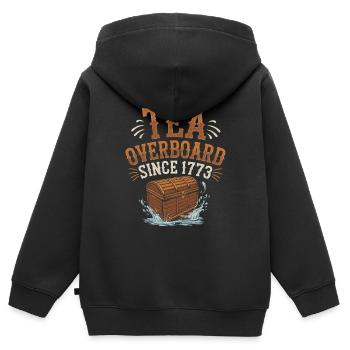 Boston Tea 1773 American Revolution Historic - Kinder Premium Organic Zip Hoodie - Schwarz - Hinten - AI Model Kid Male (0cm)