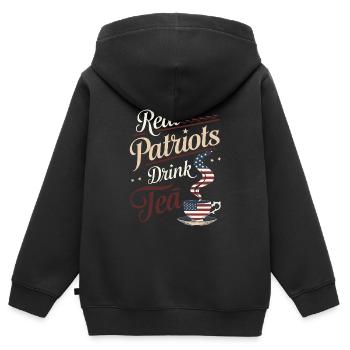 Boston Tea 1773 American Revolution Historic - Kinder Premium Organic Zip Hoodie - Schwarz - Hinten - AI Model Kid Male (0cm)