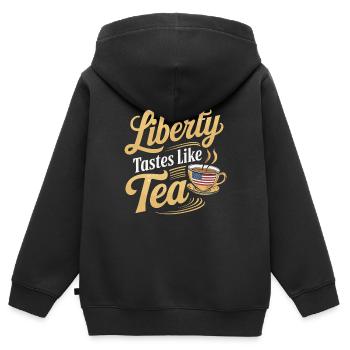 Boston Tea 1773 American Revolution Historic - Kinder Premium Organic Zip Hoodie - Schwarz - Hinten - AI Model Kid Male (0cm)