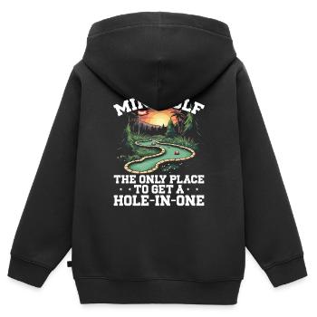 Golf Golf Golf Golf Parcours de Golf - Sweat Premium à capuche zippé enfant bio - noir - Dos - AI Model Kid Male (0cm)