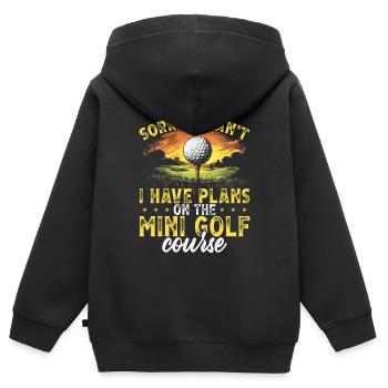 Golf Golf Golf Golf Parcours de Golf - Sweat Premium à capuche zippé enfant bio - noir - Dos - AI Model Kid Male (0cm)