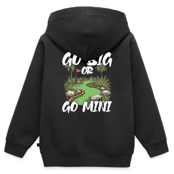 Golf Golf Golf Golf Parcours de Golf - Sweat Premium à capuche zippé enfant bio - noir - Dos - AI Model Kid Male (0cm)