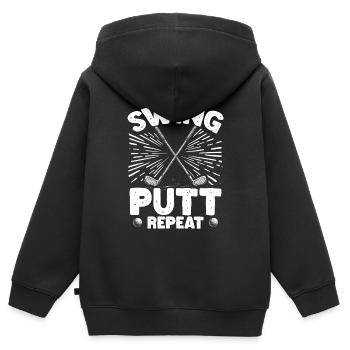 Golf Golf Golf Golf Parcours de Golf - Sweat Premium à capuche zippé enfant bio - noir - Dos - AI Model Kid Male (0cm)