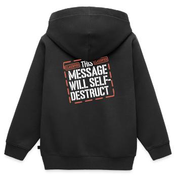 Retro Cryptography Spy Code Roast Spying - Kids Premium Organic Zip-up Hoodie - black - Back - AI Model Kid Male (0cm)