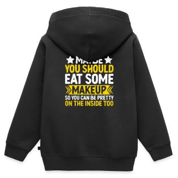 Vielleicht solltest du dich etwas schminken, damit du - Kinder Premium Organic Zip Hoodie - Schwarz - Hinten - AI Model Kid Male (0cm)