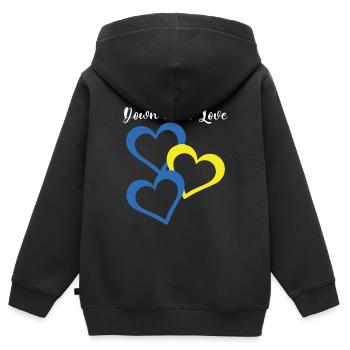 Down With Love Down Syndrom Herzen - Kinder Premium Organic Zip Hoodie - Schwarz - Hinten - AI Model Kid Male (0cm)