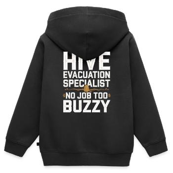 Spécialiste de l’élimination des abeilles Sauvetage en essaim vivant - Sweat Premium à capuche zippé enfant bio - noir - Dos - AI Model Kid Male (0cm)