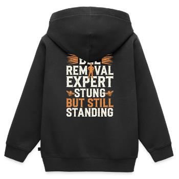 Spécialiste de l’élimination des abeilles Sauvetage en essaim vivant - Sweat Premium à capuche zippé enfant bio - noir - Dos - AI Model Kid Male (0cm)