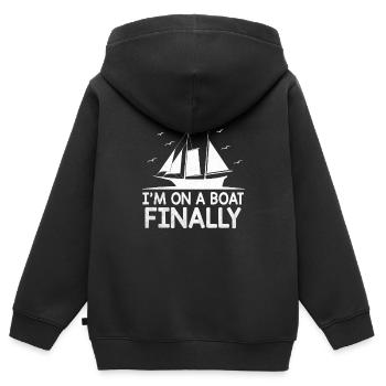 Ich bin auf einem Boot Paddelboot - Kinder Premium Organic Zip Hoodie - Schwarz - Hinten - AI Model Kid Male (0cm)