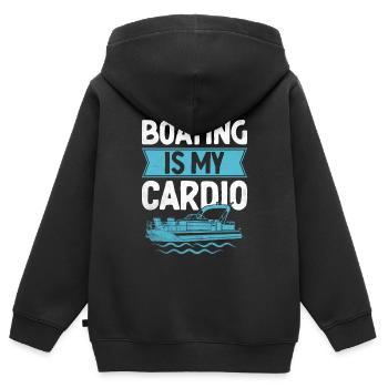 Bootfahren ist mein Cardio-Paddelboot - Kinder Premium Organic Zip Hoodie - Schwarz - Hinten - AI Model Kid Male (0cm)