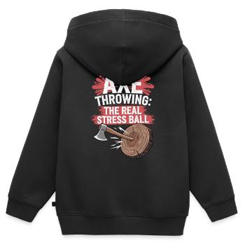 Axe Throwing Target Practice Lumberjack Sport - Kinder Premium Organic Zip Hoodie - Schwarz - Hinten - AI Model Kid Male (0cm)