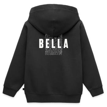 Bella Personnalisé - Nom Bella - Sweat Premium à capuche zippé enfant bio - noir - Dos - AI Model Kid Male (0cm)