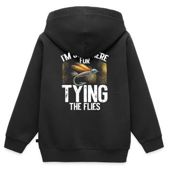 Fly Tying Fly Tying Fly Fishing Fly Fishing - Kids Premium Organic Zip-up Hoodie - black - Back - AI Model Kid Male (0cm)