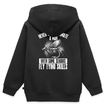 Fly Tying Fly Tying Fly Fishing Fly Fishing - Kids Premium Organic Zip-up Hoodie - black - Back - AI Model Kid Male (0cm)
