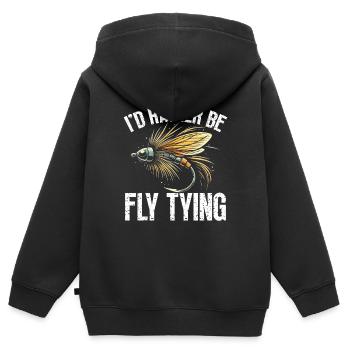 Montage de mouches Montage de mouches Pêche à la mouche Pêche à la mouche - Sweat Premium à capuche zippé enfant bio - noir - Dos - AI Model Kid Male (0cm)