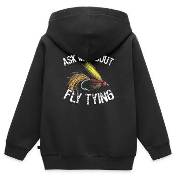 Montage de mouches Montage de mouches Pêche à la mouche Pêche à la mouche - Sweat Premium à capuche zippé enfant bio - noir - Dos - AI Model Kid Male (0cm)