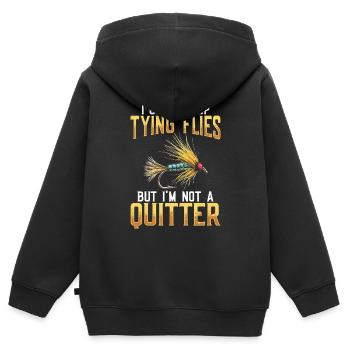 Fly Tying Fly Tying Fly Fishing Fly Fishing - Kids Premium Organic Zip-up Hoodie - black - Back - AI Model Kid Male (0cm)