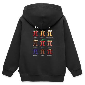 Menu Pi : pomme, citrouille, citron et plus encore pour - Sweat Premium à capuche zippé enfant bio - noir - Dos - AI Model Kid Male (0cm)