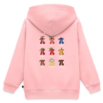 Pi Menu Fruits et Gâteaux Pi Day Fun - Sweat Premium à capuche zippé enfant bio - rose - Dos - AI Model Kid Female (0cm)