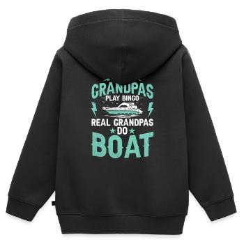 Certains grands-pères jouent au bingo de vrais grands-pères font du bateau - Sweat Premium à capuche zippé enfant bio - noir - Dos - AI Model Kid Male (0cm)