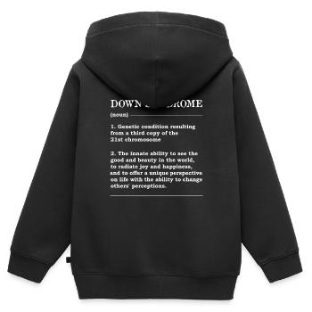 Down Syndrome Definition T-Shirt: Unique - Kids Premium Organic Zip-up Hoodie - black - Back - AI Model Kid Male (0cm)