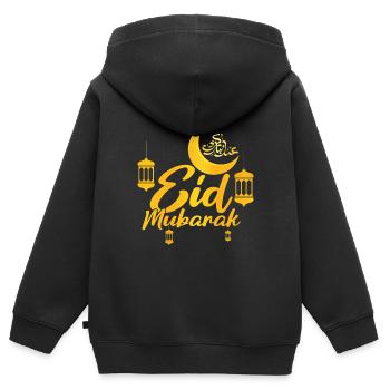 Eid Mubarak Solemn with lanterns - Kids Premium Organic Zip-up Hoodie - black - Back - AI Model Kid Male (0cm)