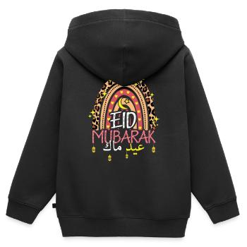 Eid Mubarak rainbow with leopard print - Kids Premium Organic Zip-up Hoodie - black - Back - AI Model Kid Male (0cm)