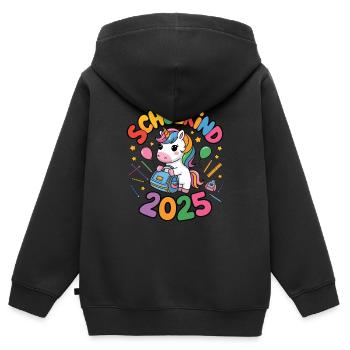 Schulkind 2025 Einschulung Schulanfang - Kinder Premium Organic Zip Hoodie - Schwarz - Hinten - AI Model Kid Male (0cm)