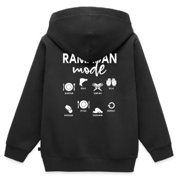 Ramadan Modus Eid Mubarak Suhoor Pray Do’a - Sweat Premium à capuche zippé enfant bio - noir - Dos - AI Model Kid Male (0cm)