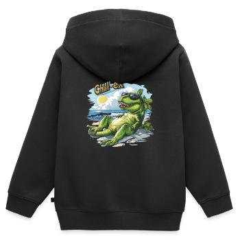 Chill-ex - Kinder Premium Organic Zip Hoodie - Schwarz - Hinten - AI Model Kid Male (0cm)
