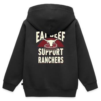 Bovins Éleveur Éleveur Éleveur Éleveur Mode de vie - Sweat Premium à capuche zippé enfant bio - noir - Dos - AI Model Kid Male (0cm)