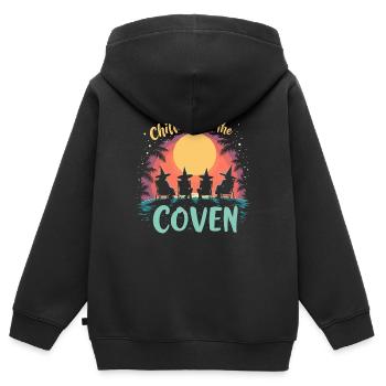 Sommer Hexen Beach Hexe Ästhetische Sonnenmagie - Kinder Premium Organic Zip Hoodie - Schwarz - Hinten - AI Model Kid Male (0cm)