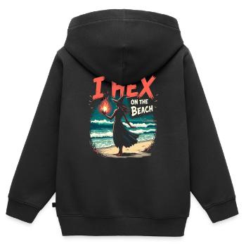 Sommer Hexen Beach Hexe Ästhetische Sonnenmagie - Kinder Premium Organic Zip Hoodie - Schwarz - Hinten - AI Model Kid Male (0cm)