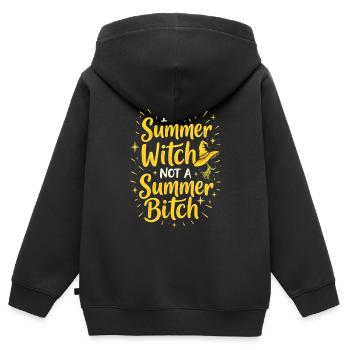 Sommer Hexen Beach Hexe Ästhetische Sonnenmagie - Kinder Premium Organic Zip Hoodie - Schwarz - Hinten - AI Model Kid Male (0cm)