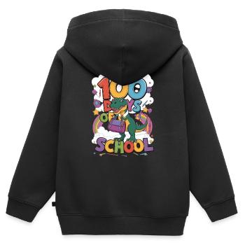 100e jour d’école 100 jour d’école des enfants - Sweat Premium à capuche zippé enfant bio - noir - Dos - AI Model Kid Male (0cm)