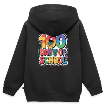 100e jour d’école 100 jour d’école des enfants - Sweat Premium à capuche zippé enfant bio - noir - Dos - AI Model Kid Male (0cm)