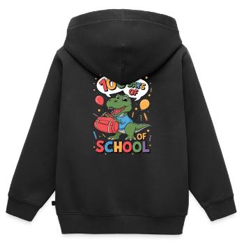 100e jour d’école 100 jour d’école des enfants - Sweat Premium à capuche zippé enfant bio - noir - Dos - AI Model Kid Male (0cm)
