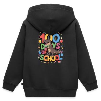100e jour d’école 100 jour d’école des enfants - Sweat Premium à capuche zippé enfant bio - noir - Dos - AI Model Kid Male (0cm)
