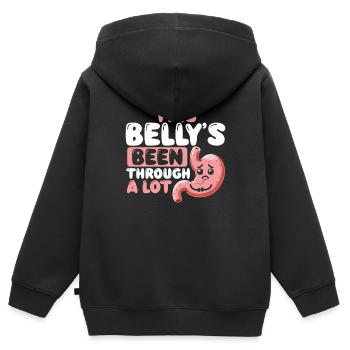 Douleur à l’estomac Survivant Douleur à l’estomac - Sweat Premium à capuche zippé enfant bio - noir - Dos - AI Model Kid Male (0cm)