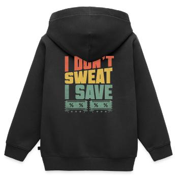 Ich schwitze nicht, ich spare, Couponer, Käufer, Geld sparen - Kinder Premium Organic Zip Hoodie - Schwarz - Hinten - AI Model Kid Male (0cm)