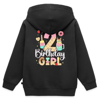 Geburtstag 2 Mädchen Eis Süßigkeiten Zwei 2 Jahre - Kinder Premium Organic Zip Hoodie - Schwarz - Hinten - AI Model Kid Male (0cm)
