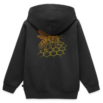 Honigbiene - Kinder Premium Organic Zip Hoodie - Schwarz - Hinten - AI Model Kid Male (0cm)
