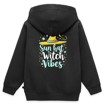 Sommer Hexen Beach Hexe Ästhetische Sonnenmagie - Kinder Premium Organic Zip Hoodie - Schwarz - Hinten - AI Model Kid Male (0cm)