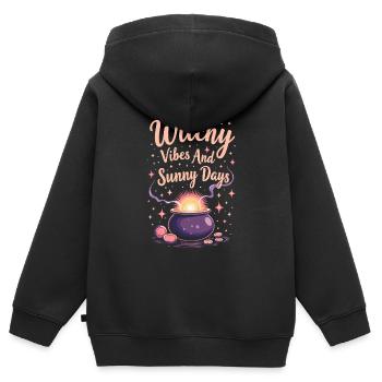 Sommer Hexen Beach Hexe Ästhetische Sonnenmagie - Kinder Premium Organic Zip Hoodie - Schwarz - Hinten - AI Model Kid Male (0cm)