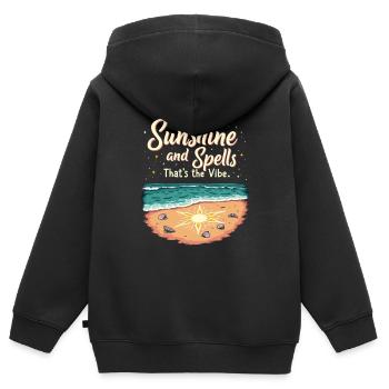 Sommer Hexen Beach Hexe Ästhetische Sonnenmagie - Kinder Premium Organic Zip Hoodie - Schwarz - Hinten - AI Model Kid Male (0cm)