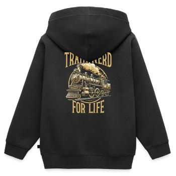 Zugfahrer Lokführer Zugliebhaber Bahnhof - Kinder Premium Organic Zip Hoodie - Schwarz - Hinten - AI Model Kid Male (0cm)