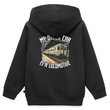 conducteur de train amoureux des trains gare - Sweat Premium à capuche zippé enfant bio - noir - Dos - AI Model Kid Male (0cm)